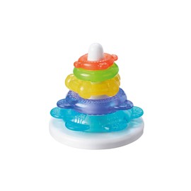 Nuby IcyBite Stacking Rings – Soothing Teether | Multiple Teething Surfaces | Refrigerator Safe | Suitable from 6 Months Plus
