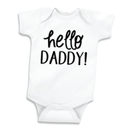 Bump and Beyond Designs Baby-Boys Hello Daddy Surprise Pregnancy Announcement Leotard to Husband White, 0-3 Months