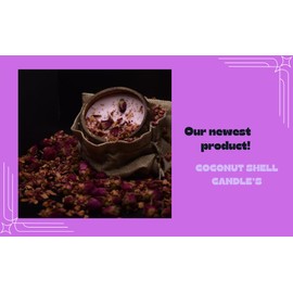 WaxCraft Coconut Shell Candle - 100% Soy Wax, Natural Essential Oils, Handcrafted, Eco-Friendly - Rose Magnolia & Vanilla with Dried Rose Bud & Petals
