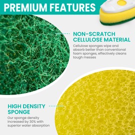 Dish Wand Refills Sponge Heads,Non Scratch Dishwand Refill Heavy Duty Replacement Head, Soap Dispensing Scrubbers for Kitchen Pots,Pans,Dishwasher Tools,Compatible Sponges Scrub with Dish Wand Handle