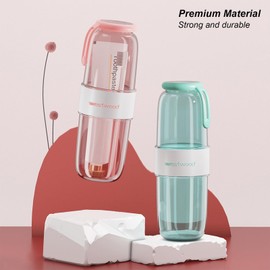 Transparent Toothbrush Travel Case with Cover Portable Travel Toothbrush Holder and Rinse Cup, Large Travel Toothpaste Storage Container for School, Camping, Business Trip, Bathroom