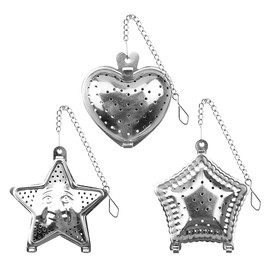 Jagowa 3PCS Tea Strainer Stainless Steel Tea Mesh Infuser Reusable Tea Filter Heart and Star Shape