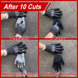 2 Pairs Highest Level Cut Resistant Gloves, ANSI A9 Cut Proof Work Gloves for Men & Women, Heavy Duty Fishing, Touch-Screen, Durable for Woodworking, Gardening - Orange, L