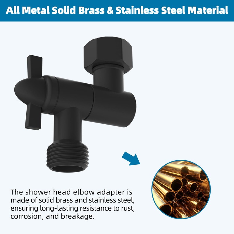 Hibbent All Metal Shower Head Elbow Adapter, 360 ° Adjustable