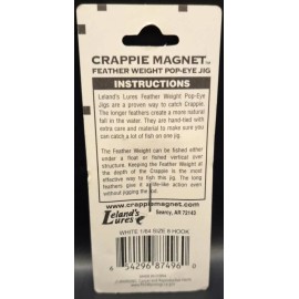 Leland’s Lures Crappie Popeye Jig Fishing Lure 2 Pack ~White 1/64 Size 8 Hook~