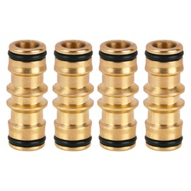 Tesmotor Brass Double Connector Garden Hose Connector Brass Double Plug Connector for Hose Watering Devices Pack of 4