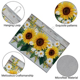 Dish Drying Mat 18×24 Inch Extra Large Absorbent Kitchen Drying Pad with Cute Sunflowers Patterns-Quick Dry/Machine Washable