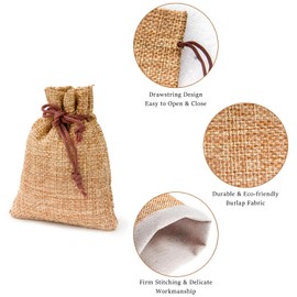 SevenFish 50pcs Burlap Bags with Drawstring, 9x7cm Small Burlap Bag Rustic Burlap Sack Gift Bags for Wedding, Birthday, Christmas, Present, Jewelry Packing, Party Favors and DIY Craft