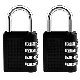 Mesybveo Set of 2 Combination Lock, Combination Lock, Padlock, 4 Digit, Zinc Alloy Lock with Combination Code, Combination Lock with Individually Adjustable, for School, Locker, Gym