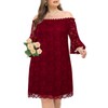 Plus Size Dresses Women Wedding Guest Bridesmaid Burgundy Off Shoulder