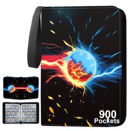 Card Binder 9-Pocket, 900 Pockets Trading Card Binder with 50 Removable Sleeves, Zipper Collectible Trading Card Albums Suitable for All Standard Size Game Cards & Sport Cards - Black