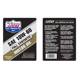 Lucas Oil 10248 High Performance European Synthetic SAE 10W-60 Motor Oil - 1 Litre (Pack of 6)