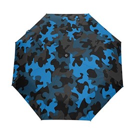 FORMRS Compact Travel Umbrella Blue Camouflage Auto Open Close Umbrella Windproof Anti-UV