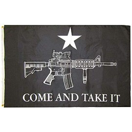 12x18 Black Come and Take it Tactical Machine Gun M4 Detailed 100D BOAT Flag, premium quality, fade resistant, flag banner