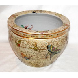 New 8" Oriental Colorful Butterfly Butterflies Themed Fish Bowl Jardiniere Planter Plant Pot
