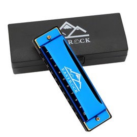 EastRock Harmonica C-major Harmonica with Box 10-hole harmonica for student, advanced and beginners silver and black, blue