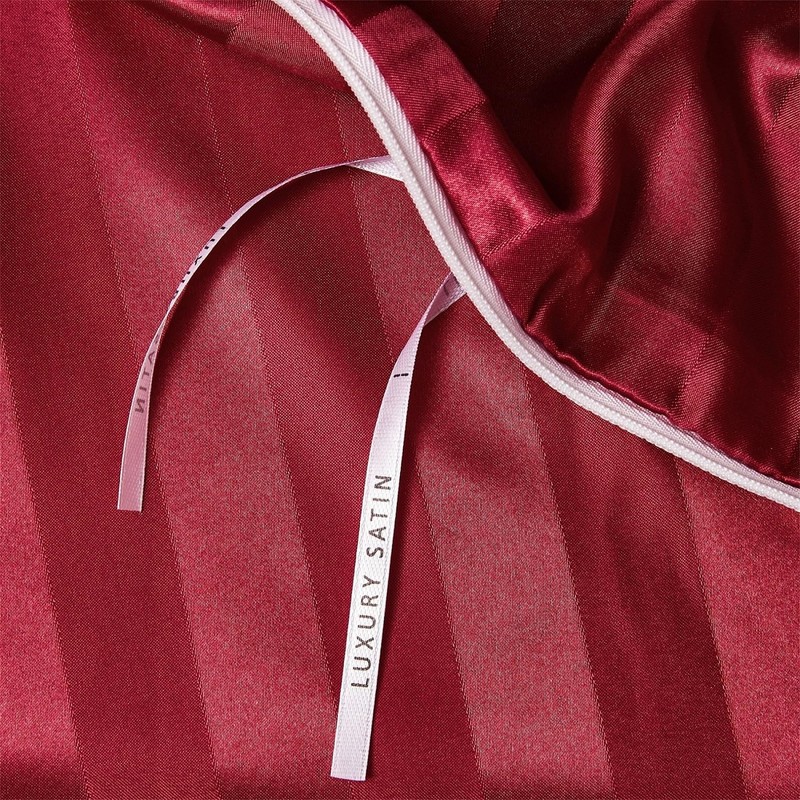 YASMENG Satin Duvet Cover 140 x 200 cm Red Stripe