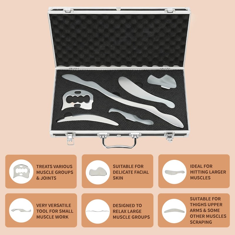 Gua Sha Scraping Massage Tool Set, 6-Piece Muscle Scraper IASTM