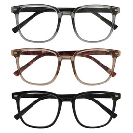 LookLux Oversized Reading Glasses for Women - 3 Pack Blue Light Readers Square Stylish Large Reading Glasses,2.0