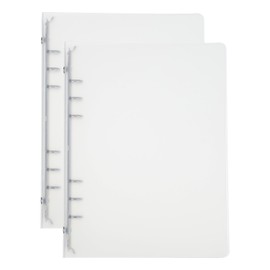 PATIKIL A5 Binder Cover 2 PCS PP 6 Ring Loose Leaf Binder Protector Round Ring Binder Cover Refillable Notebook Thick Frosted Binder Meeting Notebook Folder Transparent