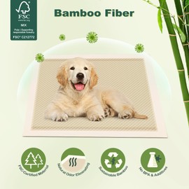 MIZOK Puppy Pads Small 22x22 Pee Pads for Dogs ECO Bamboo Odor Eliminating & 6-Layer Absorbent Leak-Proof Dog Pee Pads Potty Training with Adhesive Tabs, Disposable (50 Counts)