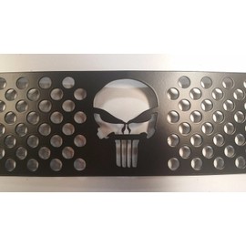 Mountains2Metal Punisher Skull Editon Powder Coated Black Bumper Grille Insert Compatible with 2015-2019 Chevy Silverado 2500 3500 HD M2M #400-110-1