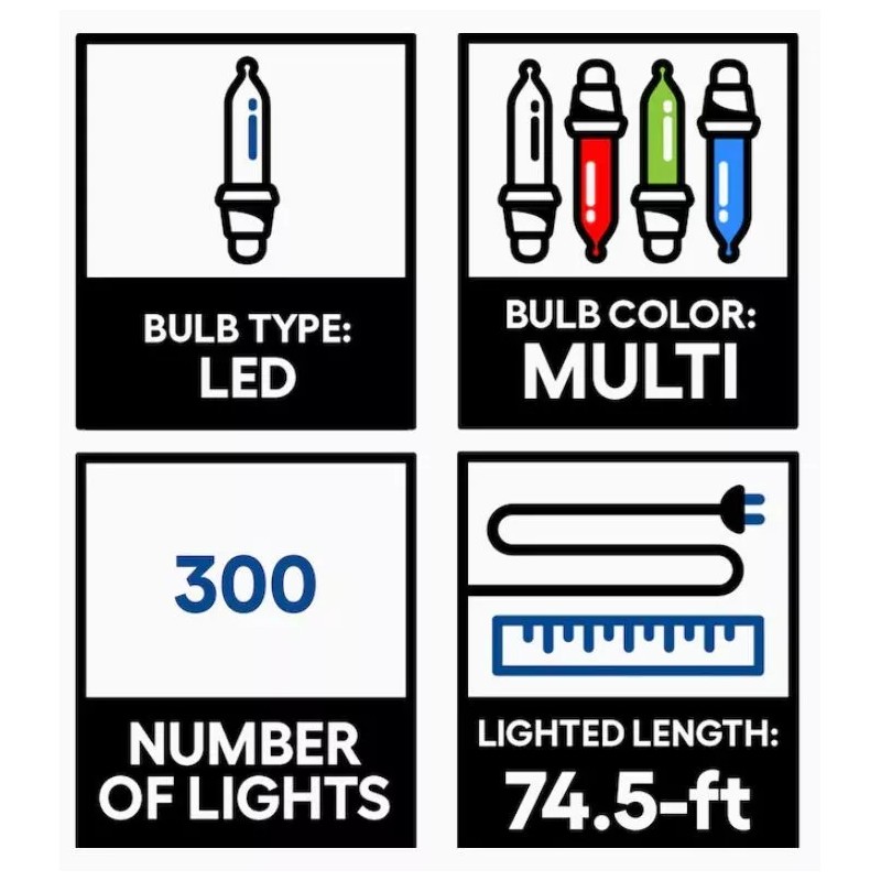 GE StayBright 300-Count 74.5-ft Multicolor LED Miniature Christmas String Lights