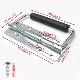 Bonsicoky 2 Pcs 4.92" Spring Loaded Handle with Rubber Grip, Surface Mount Chest Handle for Trunks Crates Storage Boxes, Silver