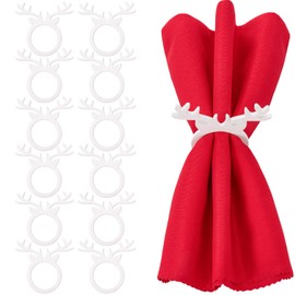 MWOOT Pack of 12 Christmas Napkin Rings, Reindeer Napkin Rings, Wooden for Christmas, Wedding, Holiday, Dinner, Party, Banquet, Table Decoration, Antlers Napkin Ring Decoration Accessories