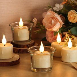 FREEPOWER Rechargeable Flameless Tea Lights with Remote Timer, Soft 3D Wick LED Tealights Candles Battery Operated, Rechargeable Candles Flickering Realistic for Home Decor Up to 40 Hours,6 Pack