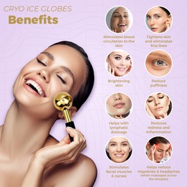S.Sara Ice Globes for face and eyes | Facial skin care tool for face, neck and eyes | Stainless steel facial massage roller | Depuff skin | Rejuvanate skin | Unbreakable | Set of 2