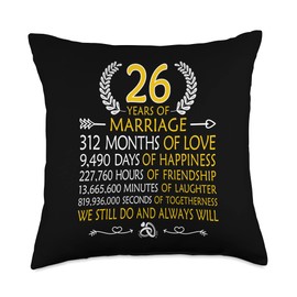 GTee Happy 26th Wedding Anniversary 26 Years of Marriage We Still Do-26th Wedding Anniversary Throw Pillow, 18x18, Multicolor