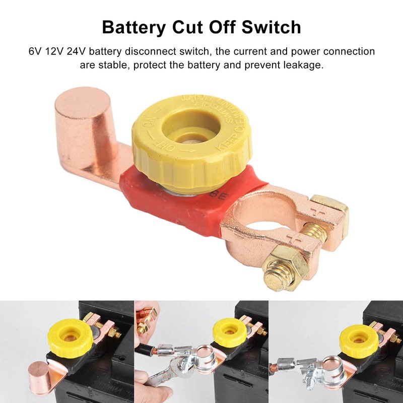 Fayelume 6V 12V 24V Car Battery Disconnect Switch, Top Post