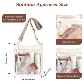 MoKo Clear Bag for Stadium Events, Clear Purses for Women, Waterproof Transparent Crossbody Bags with Adjustable Shoulder Strap for Concert, Music Festival, Traveling, Shopping, Water Park, Beach