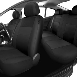 VarCozy Car Seat Covers Full Set, Breathable Cloth Front and Rear Split Bench Seat Covers for Car, Universal Cloth Seat Covers for SUV Sedan Van, Automotive Interior Covers, Airbag Compatible