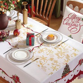 YBwanli 33ft Christmas Table Decoration,Christmas Table Runner,Gold Snowflake Organza Thin Mesh Table Runner,28cm X 10M, Can use it to make Christmas home decorations