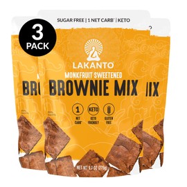 Lakanto Sugar Free Brownie Mix - Sweetened with Monk Fruit Sweetener, Keto Diet Friendly, Delicious Dutched Cocoa, High in Fiber, 3g Net Carbs, Gluten Free, Easy to Make Dessert (Pack of 3)