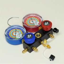 Mastercool 93561 3 Way Charging Manifold with Standard 60" RYB Hoses for R600a, R290, R134a