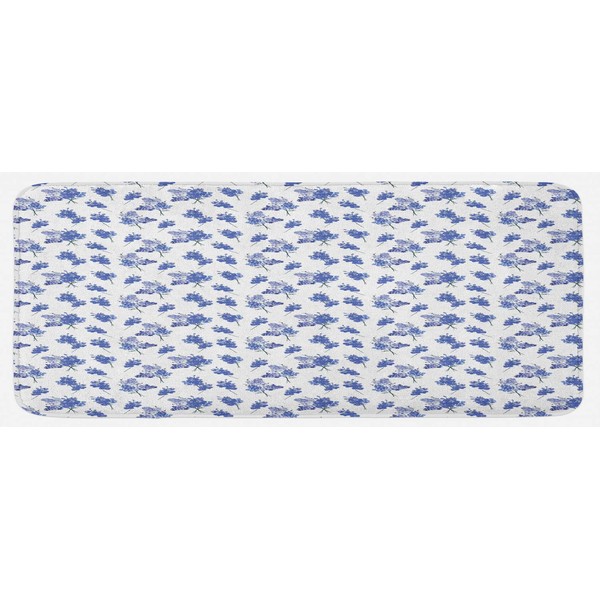Ambesonne Floral Kitchen Mat, Bundles of Forget-Me-Nots Meadow Cranesbills and