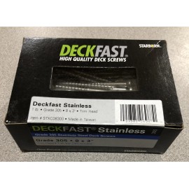 Starborn Industries (1 Lb.) Deckfast # 8 X 3” Grade 305 Stainless Steel Trim Head Deck Screws
