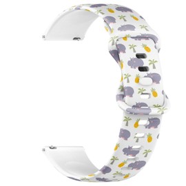 THAZEE Compatible with Ticwatch Pro 3 Ultra GPS/Pro 3 GPS/Pro 4G LTE / E2 / S2, 22mm Replacement Sport Watch Band (Cartoon Hippopotamus Character) Silicone Soft Strap Bracelet