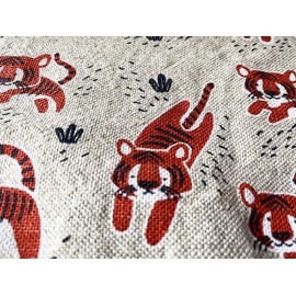 JOWOLLINA Set of 2 Gourmet Tea Towels, Kitchen Towels, Hand Towels, 44 x 68 cm, Half-Linen Stonewashed Printed (Cosy Tiger)