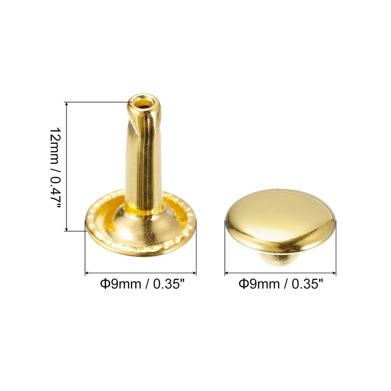 sourcing map 100 Sets Leather Rivets, 9mm Double Cap Rivets
