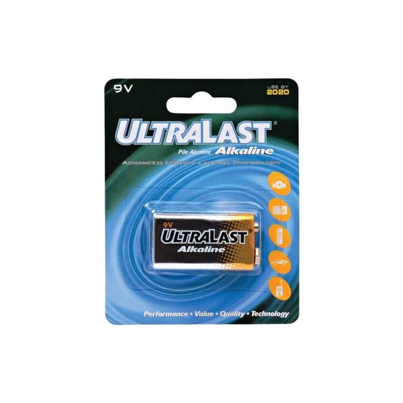 ULTRALAST ULA9V ULA9V 9-Volt Alkaline Battery, Multicolor, One Size