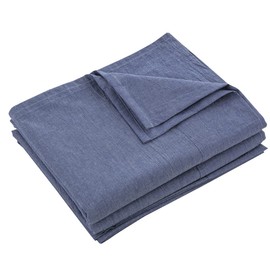 Flat Bed Sheet, King, 98.4 x 114.2 in (250 x 290 cm), Organic Cotton, Top Sheet, 100% Washed Cotton, Solid Color, Indigo Blue