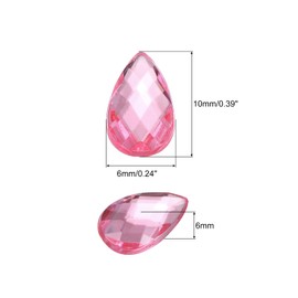 MECCANIXITY 50PCS Flat Back Acrylic Teardrop Gems 6x10mm Artificial Rhinestones for DIY Crafts Bead Wedding Party Face Painting Jewelry Making Light Pink