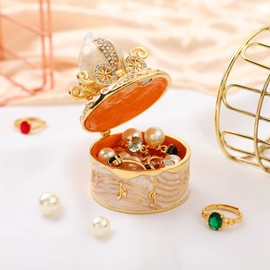 QIFU Hand Painted Pumpkin Carriage Style Trinket Box Hinged，Unique Gift for Home Decor