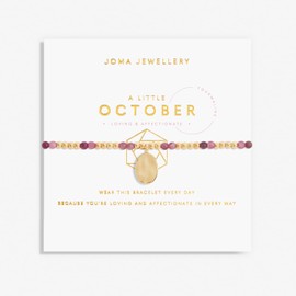 Joma Jewellery A Little Birthstone Gold OCTOBER TOURMALINE Bracelet | 17.5cm Stretch Adjustable Wrist Stacking Bracelet