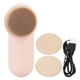 Face Massage Device Brush 3 Gear Adjustable Silicone Heads Heating Rechargeable Electric Facial Massager Pink