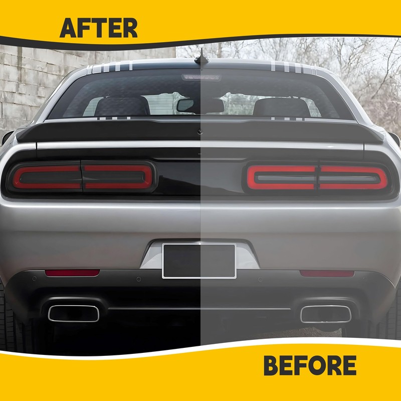 TENGBASE Smoked Tail Light Covers for Dodge Challenger 2015-2023, Black